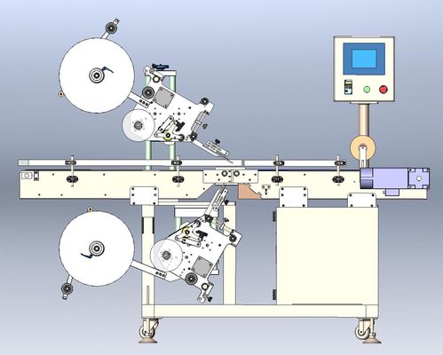 304SS 100mm Height Self Adhesive Labeling Machine Up Down Dual Conveyor