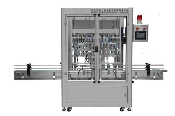 Servo Piston Liquid Filling Machine , 1000ml 35bottles/min Automatic Liquid Filling Line